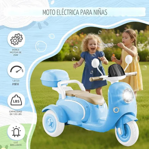 Miniatura 3 de HEIMILI Motocicleta eléctrica para niños, scooter eléctrico para niños de 3 años, juguete para niñas, scooter de 3 ruedas de 12V para montar