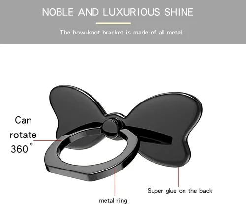 Miniatura 2 de Soporte de anillo de mariposa de metal para teléfono celular, soporte de estabilidad para anillo de dedo, soporte trasero de montaje en automóvil