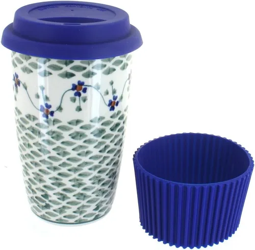 Miniatura 2 de Blue Rose Polish Pottery - Taza de café de viaje de mariposa amarilla y azul - 12 oz - Taza para llevar, se adapta a la mayoría de portavasos