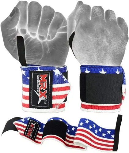 Miniatura 2 de MRX - Muñequeras para levantamiento de pesas, entrenamiento de gimnasio, soporte de muñeca, fisicoculturismo, entrenamiento, envoltura para US Flag