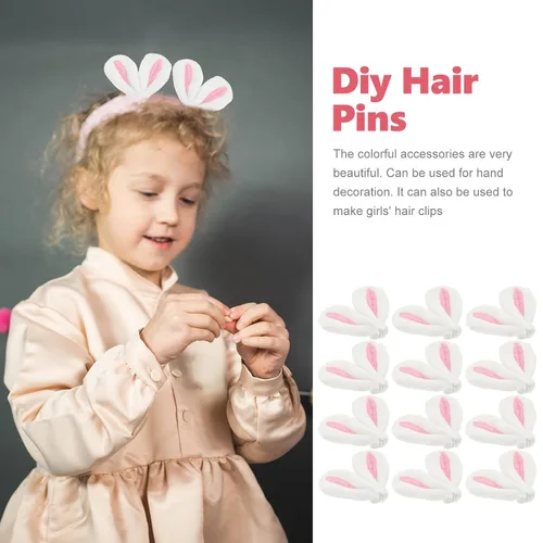 Miniatura 7 de Amosfun 20 piezas de accesorios de horquilla de orejas de conejo, mini pinzas para orejas de conejo, accesorios de bricolaje para mujeres y niñas