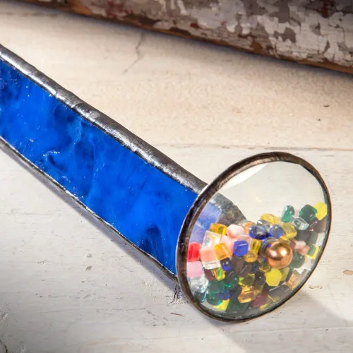 Miniatura 4 de J Devlin Kal 103 - Rueda caleidoscopio azul con chips de vidrio, regalo