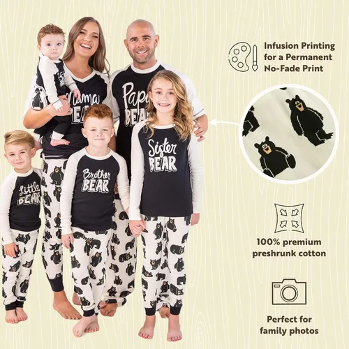 Miniatura 5 de Lazy One Conjuntos de pijama familiar a juego para adultos, niños y bebés (oso familiar)