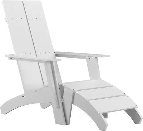 Miniatura 17 de Flash Furniture Sawyer Commercial Adirondack Style - Juego de patio, poliresina negra, resistente a la intemperie