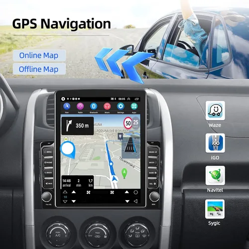Miniatura 5 de [2G+64G] Android 13 Doble Din Vertical Estéreo para Coche con Carplay Inalámbrico/con Cable y Android Auto, 9.7 pulgadas Pantalla Táctil Unidad
