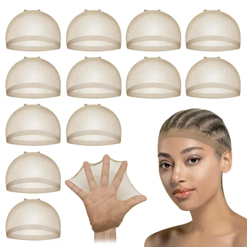 Miniatura 14 de Dreamlover Gorros de Peluca de Media Beige para Mujeres, 12 Piezas