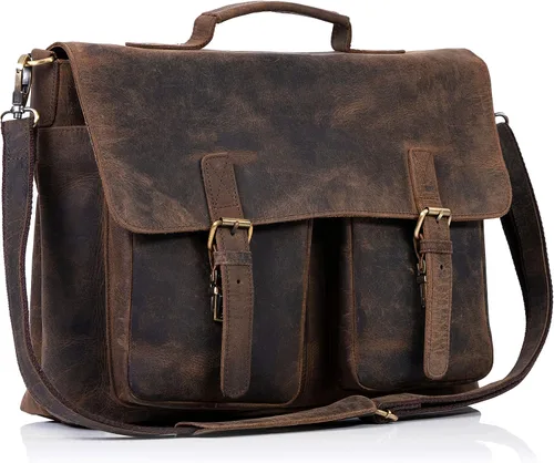 KomalC Maletín de cuero de 18 pulgadas para computadora portátil, bolsas de mensajero para hombres y mujeres, la mejor bolsa de oficina (bolsa de