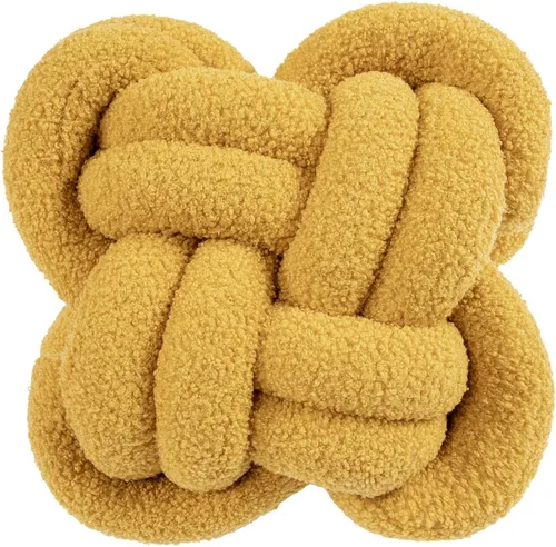 KUCCO - Almohada de nudo de lana de cordero jengibre, 11.8 x 118 pulgadas, hecha a mano, cuadrada, anudada, cojín de nudo de bola de rosa, almohada