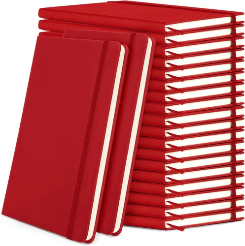 Miniatura 18 de Honoson 20 Pack Lined Journal Notebooks A5 Hardcover Executive Notebook 5.5" x 8.3" PU Leather Wide Ruled Journals Bulk with Elastic Band for Home