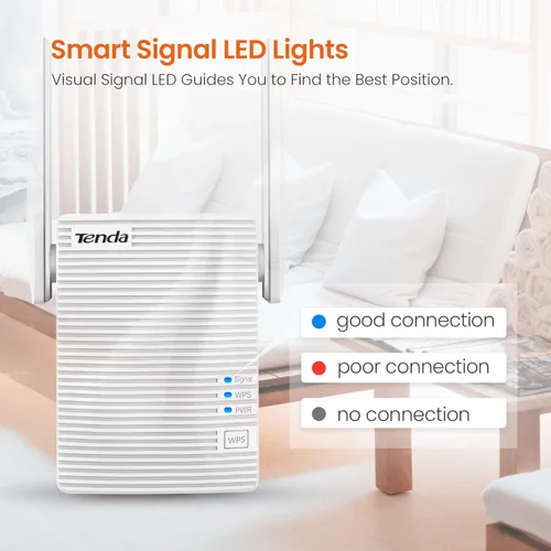 Miniatura 7 de Tenda Extensor WiFi, extensor de alcance WiFi AC1200 fuerte con puerto Ethernet, amplificador de señal WiFi cubre hasta 1300 pies cuadrados y 20