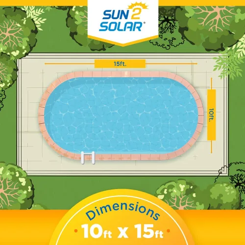 Miniatura 5 de Sun2Solar Cubierta solar ovalada azul de 10 pies x 15 pies 12 mil Manta de retención de calor para piscinas enterradas y sobre el suelo