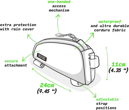 Miniatura 5 de PACK2RIDE Onedrop Bolsa para cuadro de bicicleta - Bolsa de tubo superior resistente al agua con tela de Cordura duradera, almacenamiento frontal
