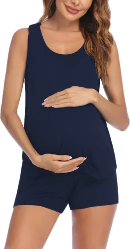 Miniatura 4 de Ekouaer - Conjunto de pijama maternal, diseño a rayas, para el hospital y el hogar