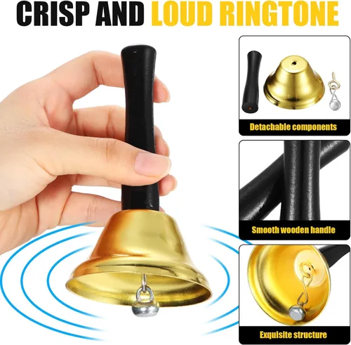 Miniatura 3 de Fumete 100 campanas de metal para cenar de boda, servicio de cena, llamada, campanas de acero con mango de madera para decoraciones de boda