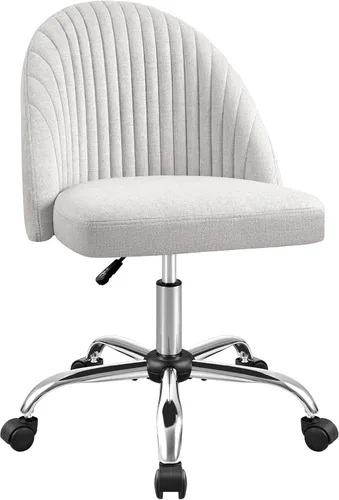 Miniatura 10 de Furniwell Silla de oficina sin brazos, linda silla de escritorio moderna ajustable giratoria para tocador, silla de computadora, sillas de Amarillo