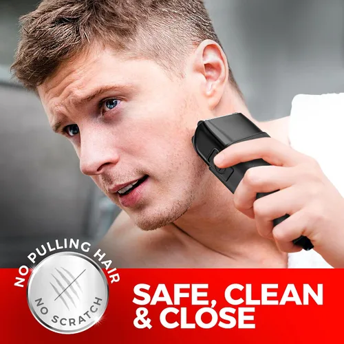 Miniatura 4 de Afeitadora de lámina de metal con tres cuchillas para hombres: doble lámina con recortadora - Afeitadoras faciales de barbero ideales para cabezas