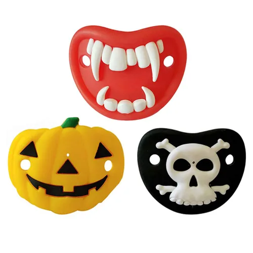 Miniatura 2 de Kisangel Chupetes divertidos con forma de calabaza, esqueleto, vampiros, colmillos, novedad, pezón, bebé, chupete para Halloween, recuerdos de fiesta