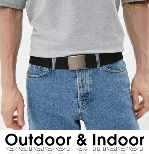 Miniatura 2 de JASGOOD 3 Pack Unisex-Adult Military Web Belt Canvas Web Belt for Men Adjustable Cloth Fabric Belt with Metal Buckle