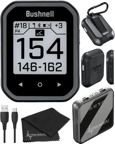Bushnell Phantom 3 Slope GPS Golf Negro con tecnología Slope, pantalla táctil, soporte magnético para carrito con banco de energía y paquete de