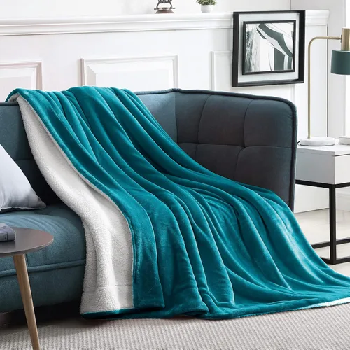 Miniatura 44 de Walensee Manta de Forro Polar Sherpa (Tamaño Individual 60"x80" Coral) Manta Afelpada Peluda Súper Suave Reversible de Microfibra y Franela