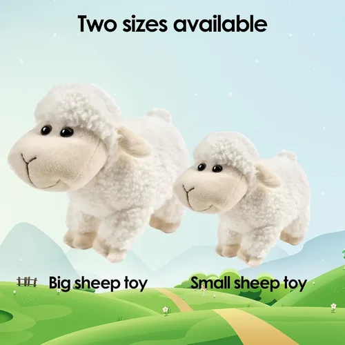Miniatura 5 de Tiny Heart Peluche de oveja, juguete de peluche, cordero suave, regalo de cumpleaños para niños y niñas, juguetes de cordero blanco (de pie)