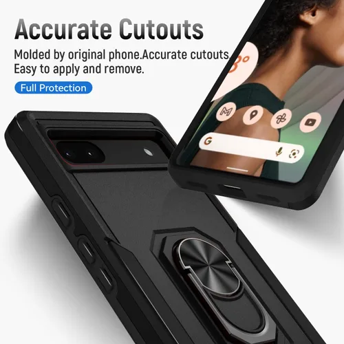 Miniatura 8 de Funda para Google Pixel 6A 5G con protector de pantalla, grado militar, de doble capa, resistente, a prueba de golpes, cubierta protectora de cuerpo