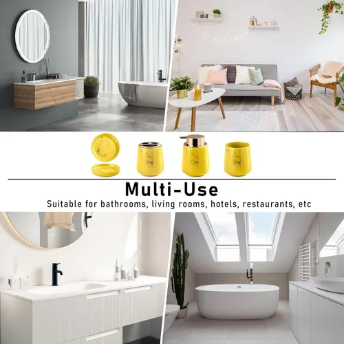 Miniatura 3 de YYW Juego de accesorios de baño de cerámica, dispensador de jabón de mármol, dispensador de loción de mano, soporte para cepillos de dientes, vasos