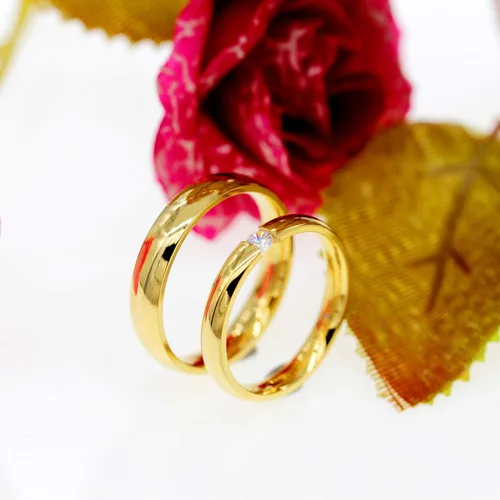 Miniatura 4 de Uloveido Y643 - Bandas de compromiso de boda de 0.118in y 0.157in de color dorado