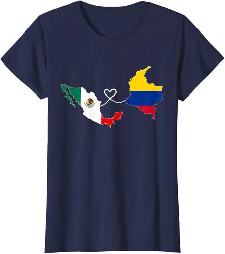 Miniatura 36 de Camiseta Half Colombian Half Mexican Flag Map DNA Mexico Colombia