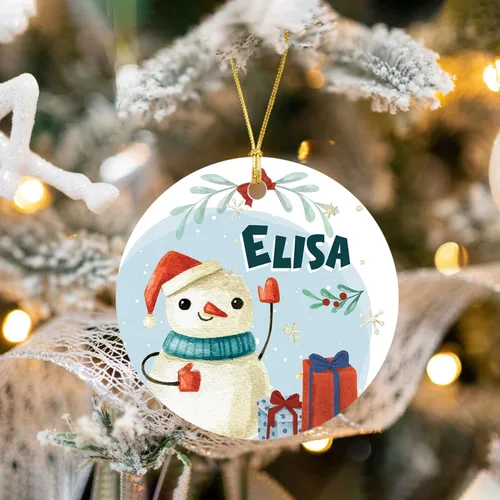 Miniatura 4 de Adorno de muñeco de nieve personalizado, muñeco de nieve de Papá Noel, adorno de Navidad con nombre personalizado, lindo adorno de muñeco de nieve