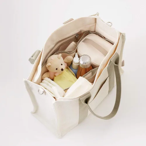 Miniatura 6 de Bebefit Bolsa de pañales con bolsa organizadora y bolsa aislada para mamá y papá material de espiga 12 bolsillos