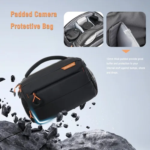 Miniatura 3 de MOSISO Bolsa pequeña para cámara para fotógrafos, bolsas compactas para cámara al hombro para cámaras DSLR/SLR/sin espejo, bolsa de fotografía Negro