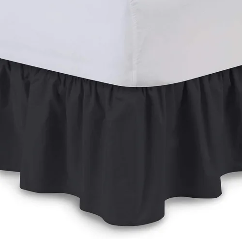 Miniatura 9 de Falda de cama con volantes (individual, color azul aguamarina) de 18 pulgadas de caída con volantes, con plataforma, 100% algodón de 800 hilos