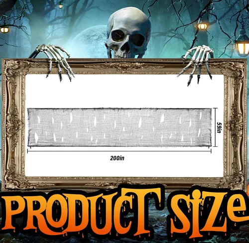 Miniatura 2 de Tela espeluznante de Halloween de 200 x 59 pulgadas, decoraciones de Halloween espeluznantes negras, gasa espeluznante de gran