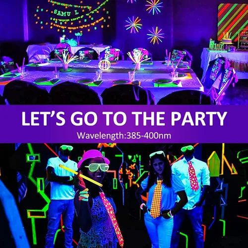Miniatura 6 de Paquete de 2 luces negras UV de 100 W, IP65 impermeable, luz de fiesta brillante, iluminación de escenario, Halloween, pintura corporal, póster