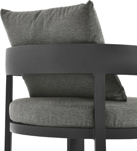 Miniatura 9 de Modway Tahoe Silla de comedor de tela de aluminio con recubrimiento en polvo para patio al aire libre en gris carbón - Silla de comedor de metal