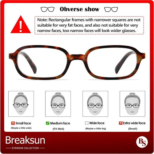 Miniatura 4 de Breaksun Gafas Retro Rectangulares para Mujeres y Hombres, Gafas Pequeñas Cuadradas con Bloqueo de Luz Azul, Anteojos Vintage