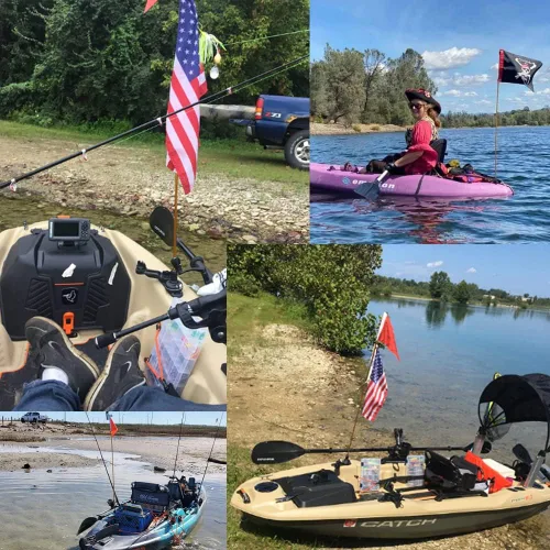 Miniatura 4 de Bandera de seguridad de montaje en pista de kayak de 4 pies, fácil instalación con base estable, kit de visibilidad para barco, canoa, yate, bote