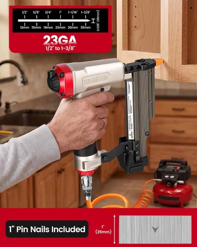 Miniatura 4 de meite MP635B Clavadora de Pines con 10000 clavos sin cabeza de 1 pulgada, Clavadora Neumática de Calibre 23, Pistola Neumática de Clavos sin Cabeza
