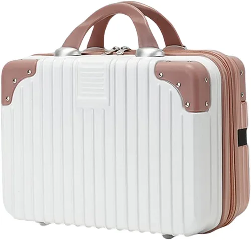 Miniatura 8 de Viaje de maquillaje para mujeres y niñas, estuche portátil impermeable para cosméticos de ABS con banda elástica y cremallera, funda rígida