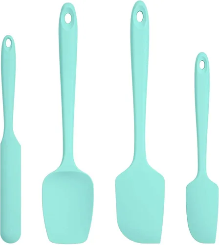 Miniatura 9 de Juego de espátulas de silicona antiadherentes para cocinar, hornear y mezclar, resistentes al calor, aptos para lavavajillas, color negro, juego de 4