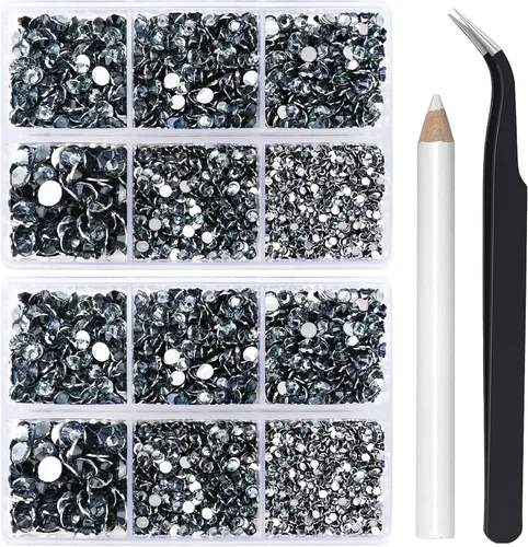 Miniatura 31 de Briskbloom 10000 piezas de diamantes de imitación con parte posterior plana para manualidades, zapatos, ropa, kit de circonita azul/circonita azul