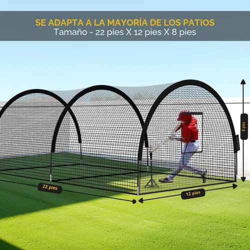 Miniatura 7 de Jaula de bateo de béisbol, jaulas de bateo para patio trasero, jaula portátil desplegable para béisbol y softbol con agujero para máquina de lanzar