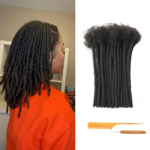Miniatura 44 de Extensiones de Rastas de Cabello Humano 0.4cm de Grosor 4 Pulgadas 20 Hebras 100% Cabello Humano Real para Hombres/Mujeres/Niños Completamente