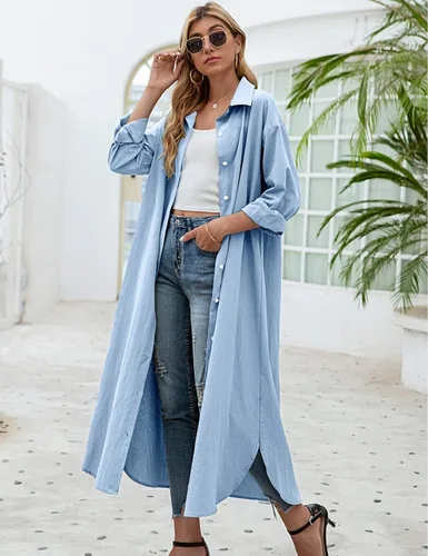 Miniatura 3 de Sopliagon - Vestido de algodón y lino para mujer estilo casual suelto vestido largo