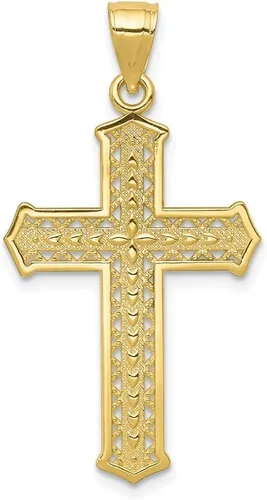 Colgante de cruz de oro amarillo macizo de 10 quilates, 1.378 in x 0.748 in, regalos de joyería para mujeres, esposa, mamá, regalos para hombres,