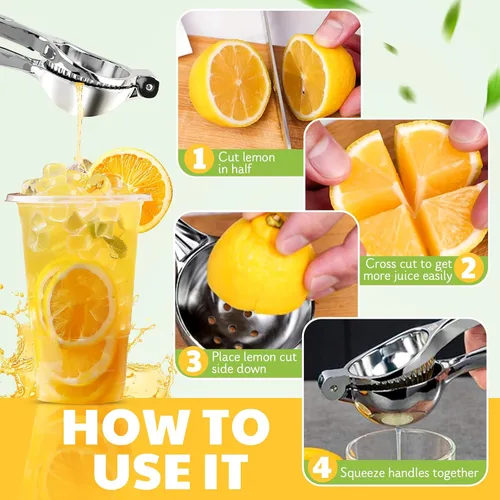 Miniatura 7 de Lemon Squeezer Large, Lemon Squeezer Juicer Stainless Steel, Heavy Duty Manual Citrus Juicer Hand Press, Kitchen Tools Lime Squeezer Bar Tool, Easy