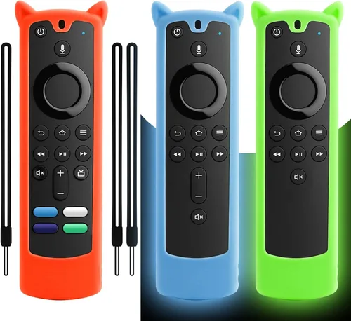 Miniatura 6 de Paquete de 2 fundas protectoras para control remoto, funda de silicona para control remoto que brilla en la oscuridad con cordón