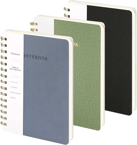 Miniatura 29 de Cuaderno de espiral – Cuaderno grande de tapa dura de 8.5 x 10.98 pulgadas con banda elástica y bolsillo, 180 páginas, diario plano de alambre