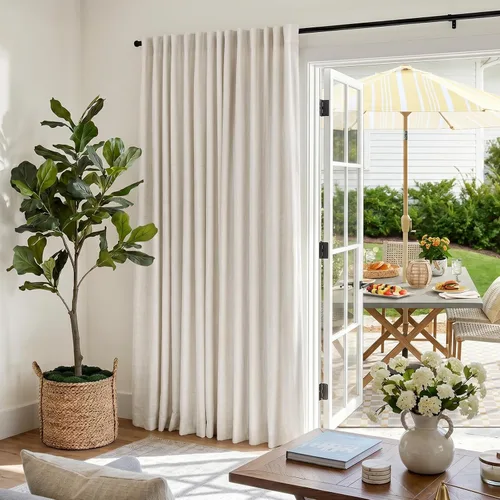 Miniatura 4 de INOVADAY Cortinas térmicas para puerta corredera 100% opacas para dormitorio, cortinas de puerta corrediza de vidrio extra anchas para patio, lino